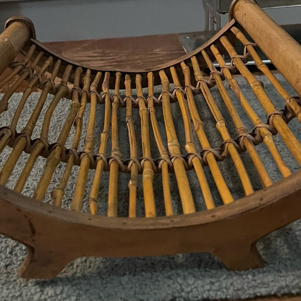 Vintage Rattan Magazine (or anything else) Rack 13.5” W 10.5” Hand Crafted